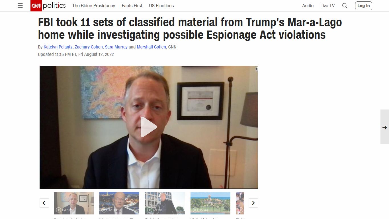 FBI took 11 sets of classified material from Trump's Mar-a-Lago home ...